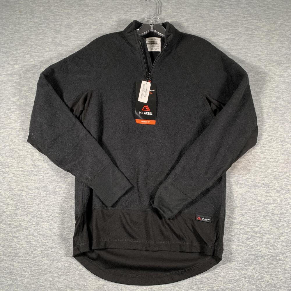 Polartec Pullover Mens Small Black Thermal FR 1/4 Zip Fleece Shirt Military
